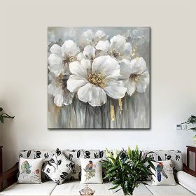 Hand Painted Oil Paintings Hand Painted Square Floral / Botanical Pop Art Living Room Hallway Bedroom Luxurious Decorative Painting (size: 150x150cm)