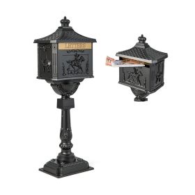 Outdoor Lawn Decor Retro Cast Aluminum Mailbox (Type: Mailbox, Color: Black)