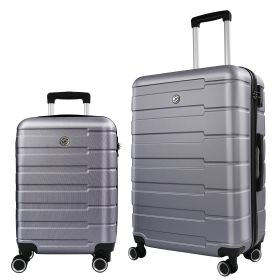 Luggage Sets 2 Piece, 20 inch 24 inch Carry on Luggage Airline Approved, ABS Hardside Lightweight Suitcase with 4 Spinner Wheels, 2-Piece Set (20/24) (Color: as Pic)