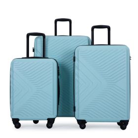 3 Piece Luggage Sets ABS Lightweight Suitcase with Two Hooks, Spinner Wheels, TSA Lock, (20/24/28) Green (Color: as Pic)