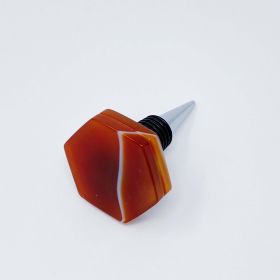 Another Class Hexagon Stone Wine Stopper By Young (Color: Honey Agate)