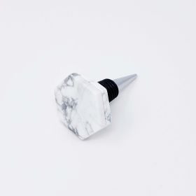 Another Class Hexagon Stone Wine Stopper By Young (Color: White Marble)