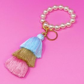 Classy Girl Pearl Tassel Key Chain (Color: Mint/Pink)