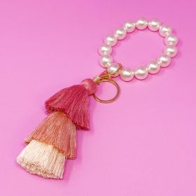 Classy Girl Pearl Tassel Key Chain (Color: Pink/Peach)