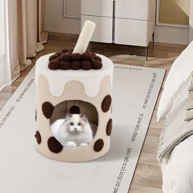 Bubble Tea Cat Tree Tower with Scratching Post (Color: coffee)