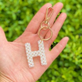 Hand Knitted Retro Pearl Initial Key Chain (Initial: H)