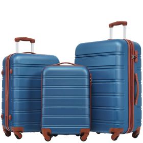 3 Piece Luggage Set Hardside Spinner Suitcase with TSA Lock 20" 24' 28" Available (Color: as Pic)