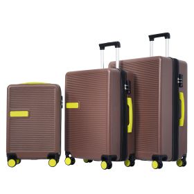 Contrast Color 3 Piece Luggage Set Hardside Spinner Suitcase with TSA Lock 20" 24' 28" Available (Color: as Pic)