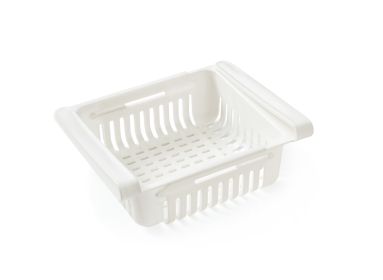 2pc Retractable Drawer Storage Basket Set - Space-Saving Organizer for Fridge & Kitchen - Convenient, Easy-to-Use (Color: White)