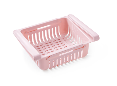 2pc Retractable Drawer Storage Basket Set - Space-Saving Organizer for Fridge & Kitchen - Convenient, Easy-to-Use (Color: Pink)