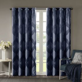 Ogee Knitted Jacquard Total Blackout Curtain Panel (Color: as Pic)