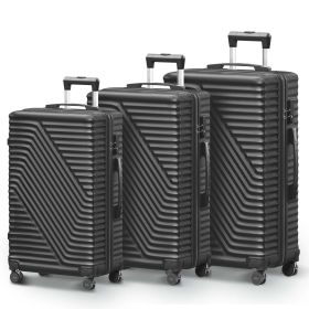 Hardshell Luggage Sets 3 Piece Double Spinner Wheels Suitcase with TSA Lock 20" 24" 28" (Color: as Pic)