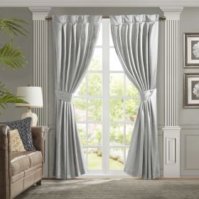 Pleat Curtain Panel with Tieback (Single) (Color: as Pic)