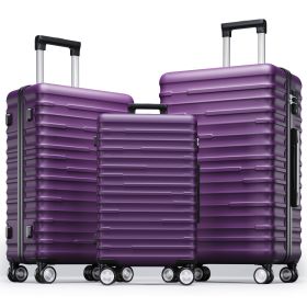 Luggage Expandable 3 Piece Sets ABS Spinner Suitcase Built-In TSA lock 20 inch 24 inch 28 inch (Color: as Pic)