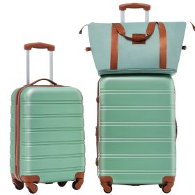 Hardshell Luggage Sets 2Pcs + bag Spinner Suitcase with TSA Lock Lightweight 20" + 24" (Color: as Pic)