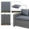 Patio Outdoor Furniture PE Rattan Wicker Conversation Set All-Weather Sectional Sofa Set with Table & Soft Cushions