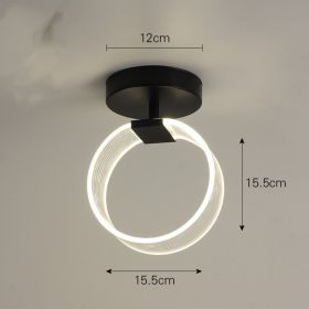 Creative Light Luxury Net Red Line Guide Ceiling Porch Lamp (Option: Black-The circle-warm light)