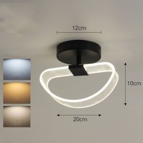 Creative Light Luxury Net Red Line Guide Ceiling Porch Lamp (Option: Black-Half circle-Tricolor light)