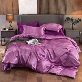 Ice Four-piece Set Cool Bare Sleeping Real Silk Quilt Cover Sheets (Option: Cameo Brown-2 Style)