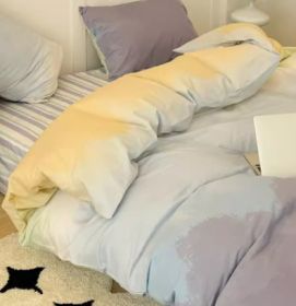 Simple Gradient Color Bed Four Sets Of Cotton Pure Cotton (Option: Gradation violet-1.8m bed head 2m)