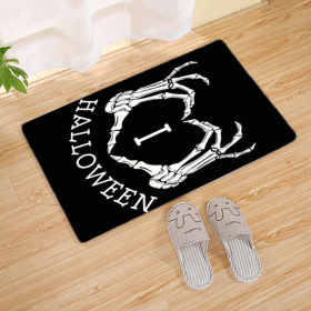 Halloween Flannel Floor Mat Bathroom Toilet Door Non-slop Mats Skull Absorbent Printing Floor Mat (Option: Halloween 210013-45x75)