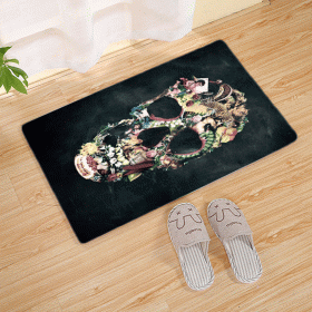 Halloween Flannel Floor Mat Bathroom Toilet Door Non-slop Mats Skull Absorbent Printing Floor Mat (Option: Halloween 210002-50x80)